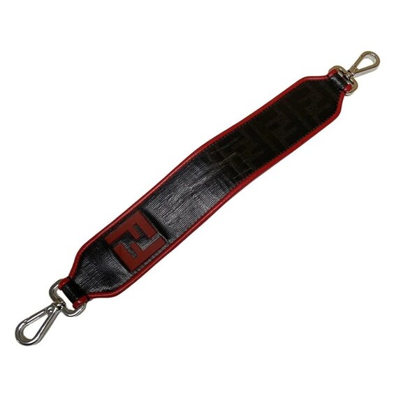 FENDI Mini Strap You Black Red Coated Canvas Leather 17